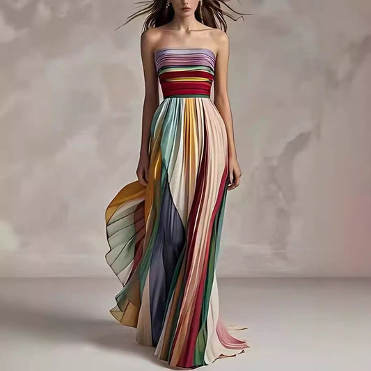 Robe Longue Amélia – Bustier Rayé et Dos Nu – vue alternative