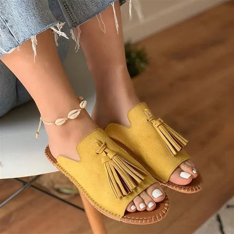 Mules plates à franges femme – ZAYA – vue du produit