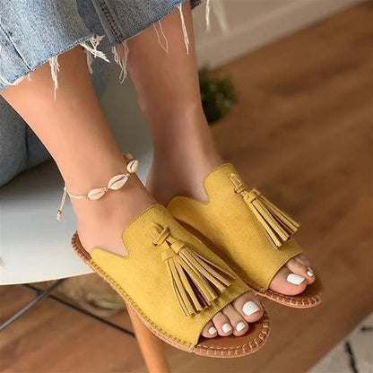 Mules plates à franges femme – ZAYA
