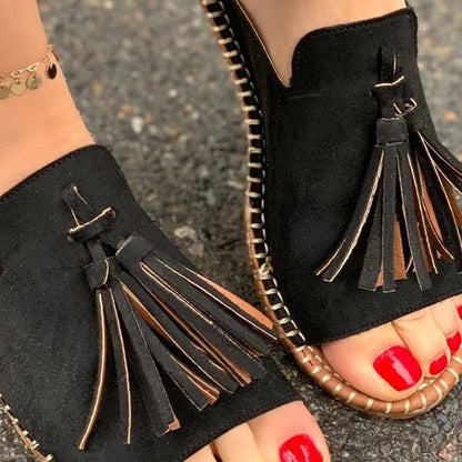 Mules plates à franges femme – ZAYA