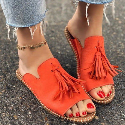 Mules plates à franges femme – ZAYA