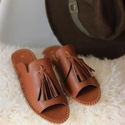 Mules plates à franges femme – ZAYA