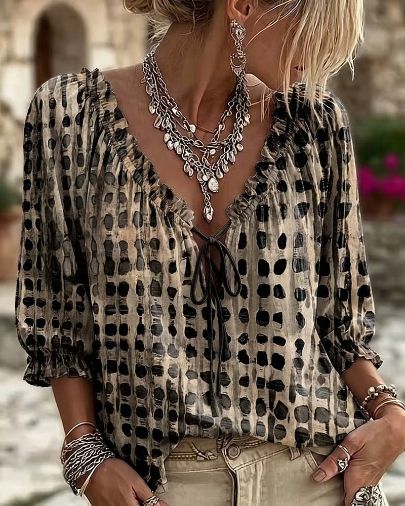 Chemise imprimée femme Maïa noire à pois