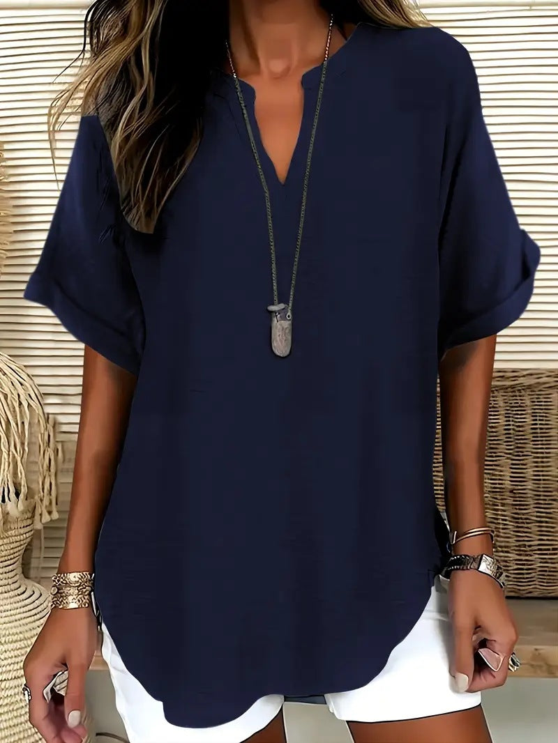Chemise fluide femme Élina bleu marine style élégant