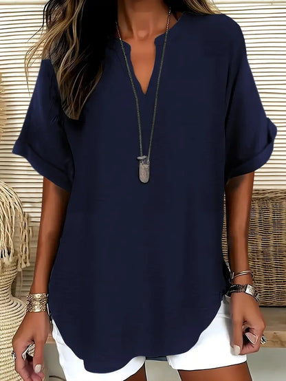 Chemise fluide femme Élina bleu marine style élégant