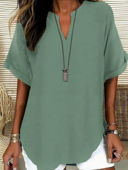 Chemise fluide femme Élina verte à manches chauve-souris