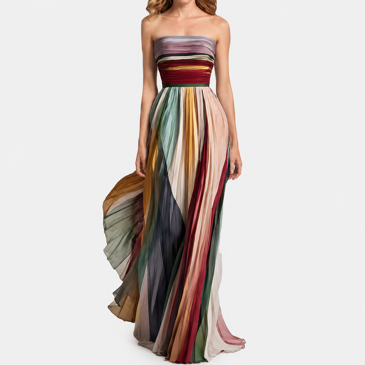 Robe Longue Amélia – Bustier Rayé et Dos Nu – vue du produit