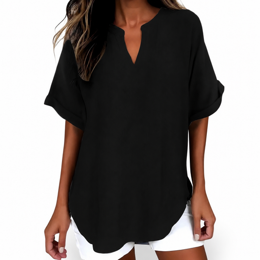 Chemise fluide femme Élina noire coupe ample et tissu léger